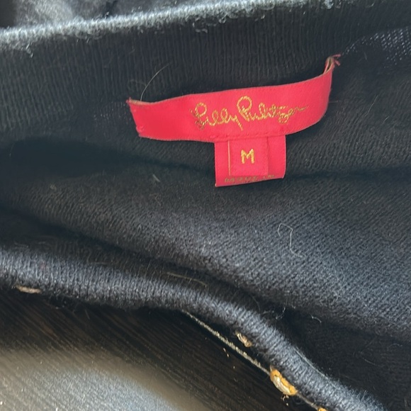 Lilly Pulitzer Odetta Sweater Black Rhinestone Wool Cashmere Blend Jumper Sz M - Picture 8 of 11